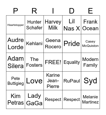 CPA Pride Assembly 2024 Bingo Card