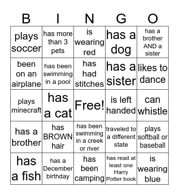 Get to Know You BINGO  Bingo Card