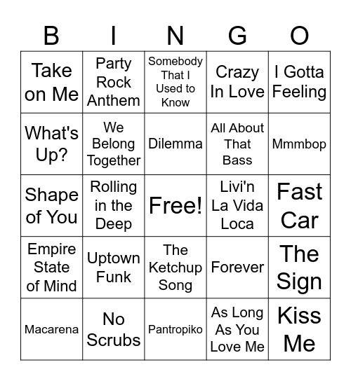 HRSS MUSIC BINGO Card