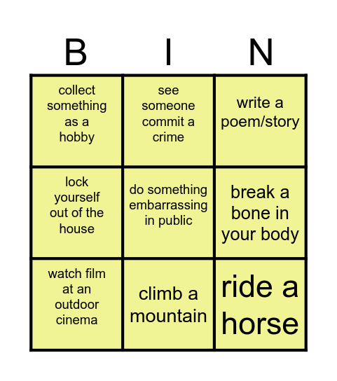 Have you  ever Bingo Card