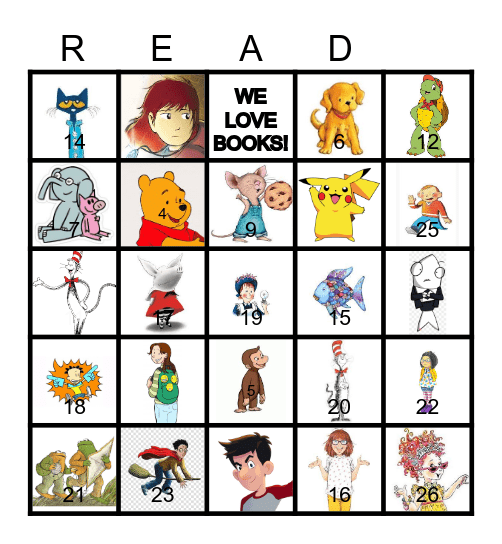 Book Character BINGO (3-5) Bingo Card