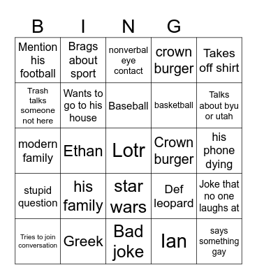 Matty bingo Card