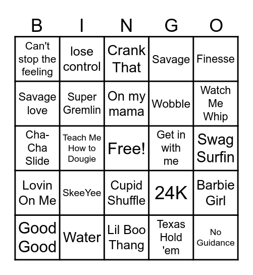 Music Bingo Card