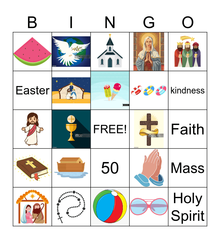 First Communion Bingo Card