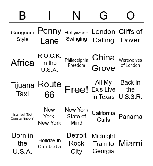 Geography Lesson Bingo Card