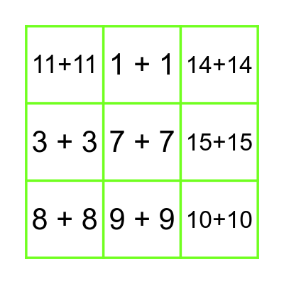 Doubles Facts up to 30 Bingo Card