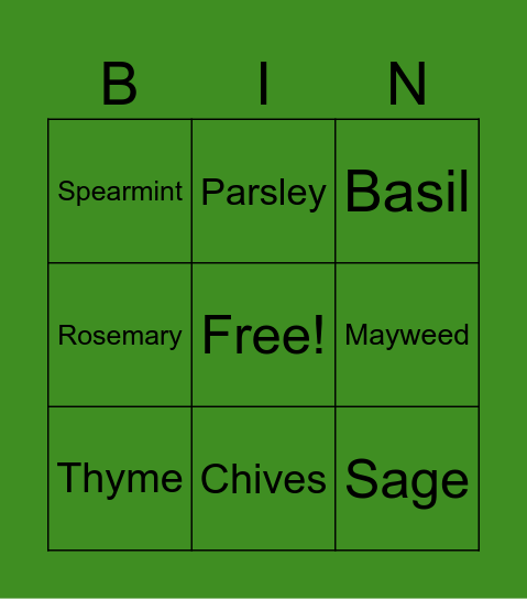 HappyHerbs Bingo Card