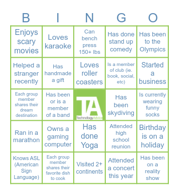 "Getting to Know You" Bingo 2 Bingo Card