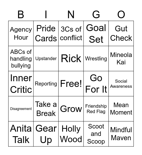 Agency Hour Bingo Card