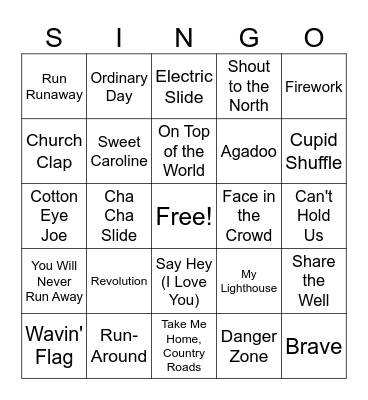 Montreat Songs Bingo Card