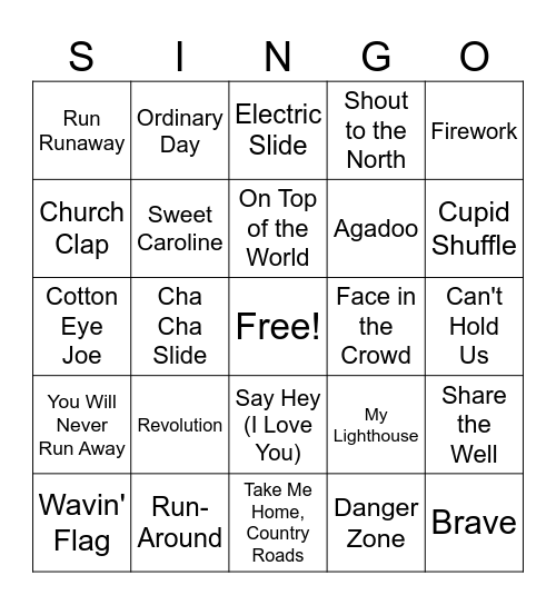 Montreat Songs Bingo Card