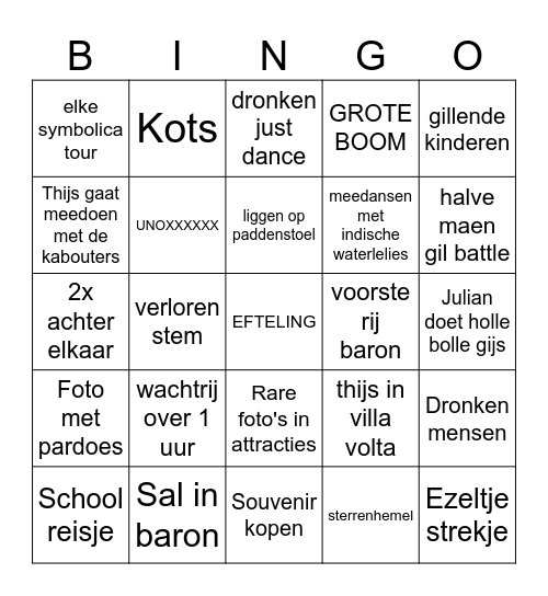 EFTELING Bingo Card