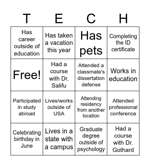 Chicago EPT Bingo Card