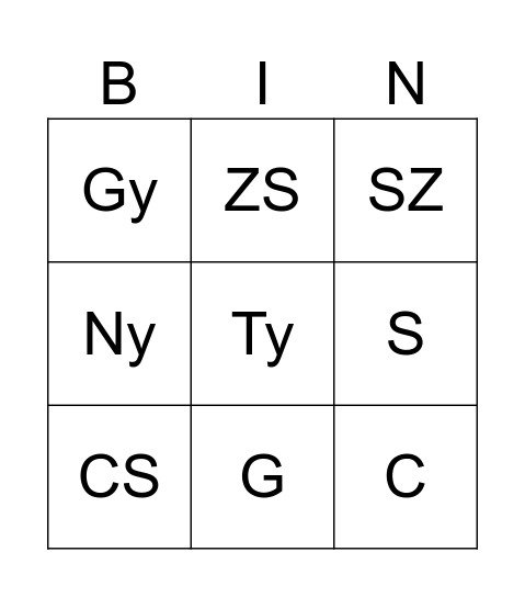 Magyar mássalhangzók Bingo Card