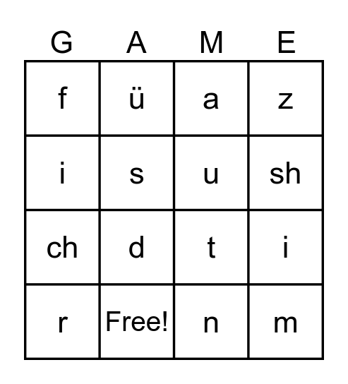 声母韵母bingo Card