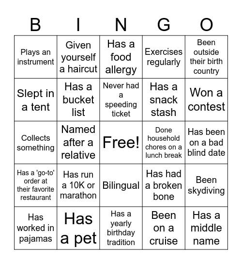 Building the Best Team Bingo Card