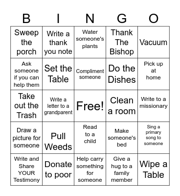 S E R V I C E Bingo Card