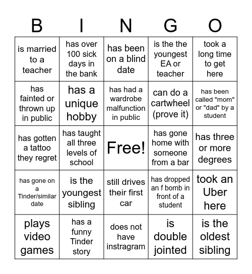 Mingle Bingo 2024 Bingo Card