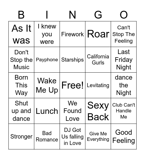 Modern (2000's to Present) Bingo Card