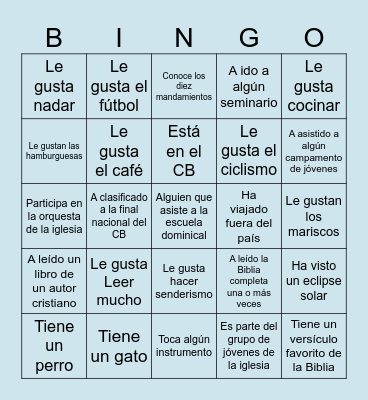 Bingo Humano Bingo Card