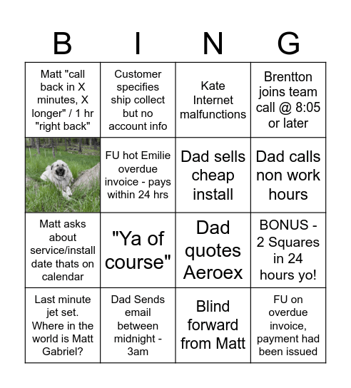 BING VIIII Bingo Card