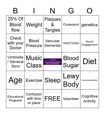 Understanding Alzheimer's & Dementia Bingo Card