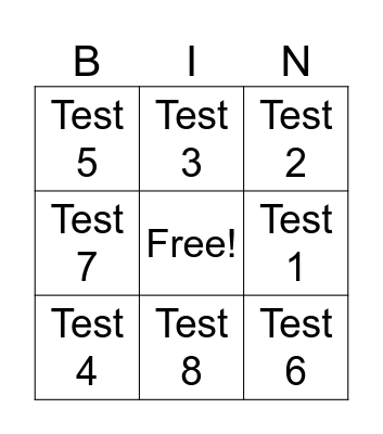 Test Bingo Card