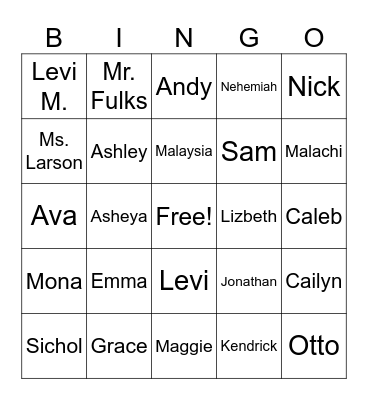 Who Am I? Bingo Card