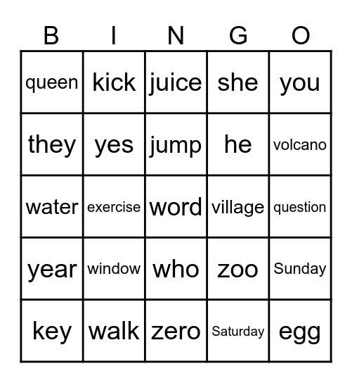 Goals 1 units 13-20 Bingo Card