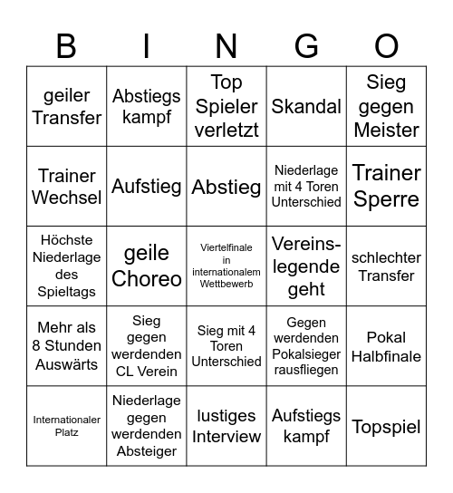 Saison 24/25 Bingo Card