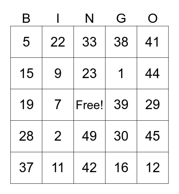 Decline An Invitation Bingo Card
