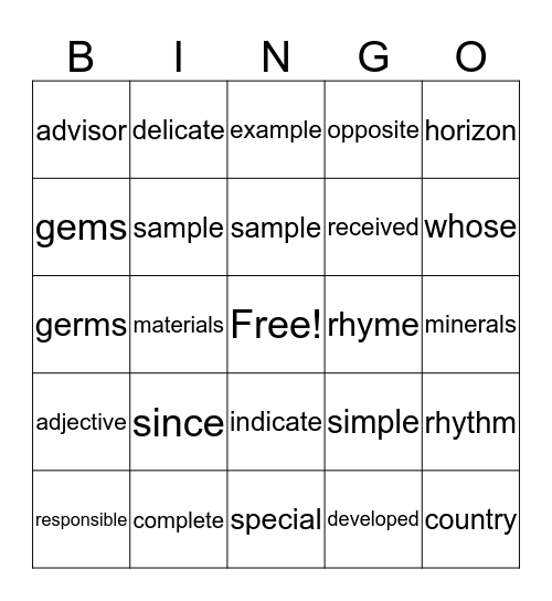 Bingo Card