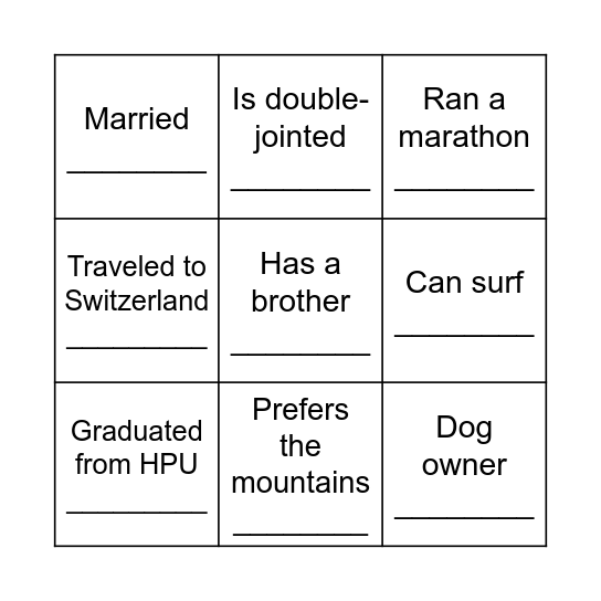 PA BINGO Card