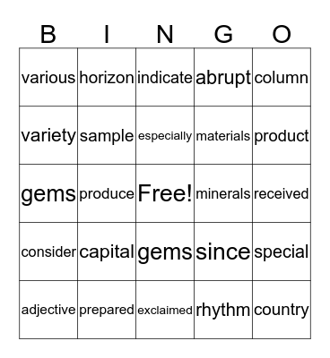 Bingo Card