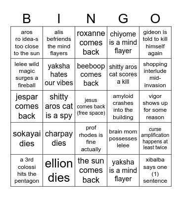 cursed ones 181 surely it will be fine Bingo Card