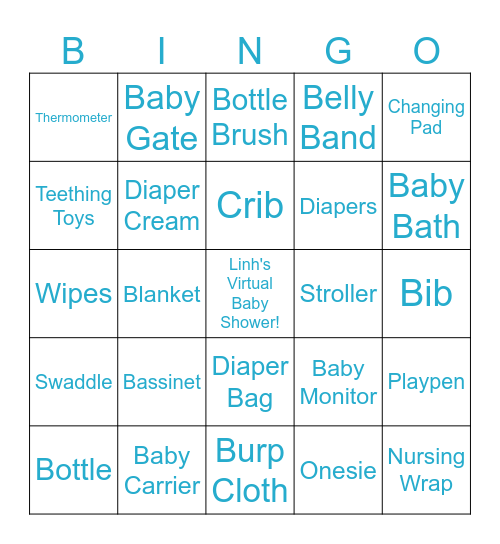 Linh's Baby Shower Bingo Card