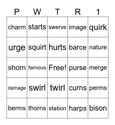 PWTR #14 Bingo Card