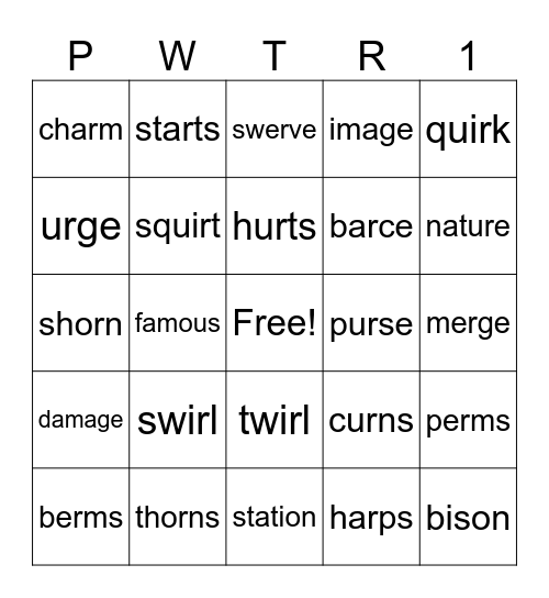 PWTR #14 Bingo Card