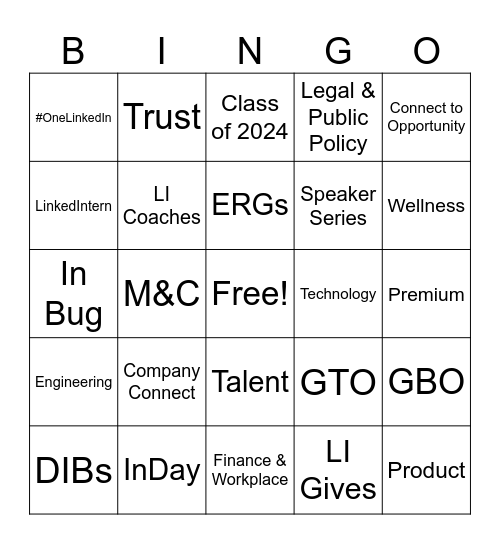 LinkedIn Bingo Card