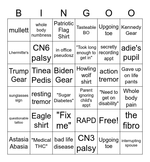 Neurology Bingo Card