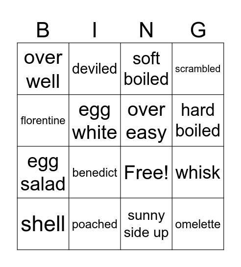 Eggs Bingo Card