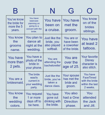 Megan’s Bachelorette Bingo! Bingo Card