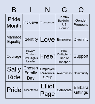 Pride Bingo Card