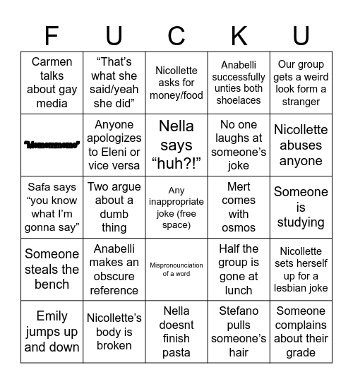 Group bingo Card