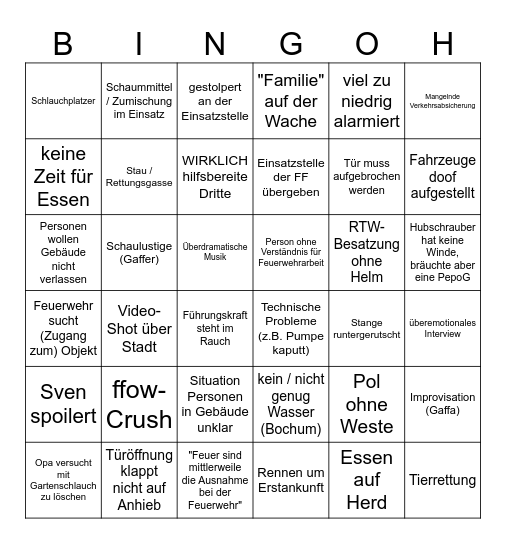 FuF v1.0 Bingo Card