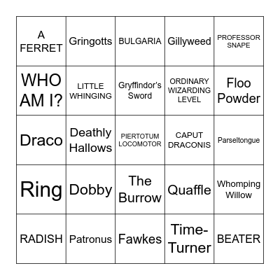 Harry Potter Movies Bingo Card