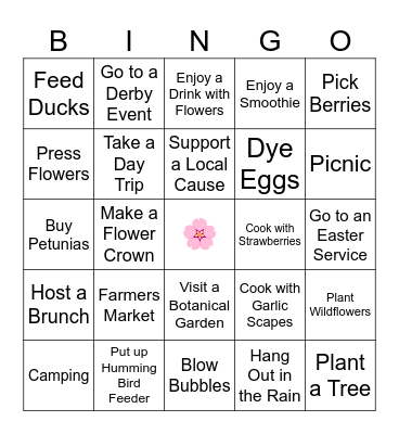 🌷🌸 Solo Spring Bucket List 🌸🌷 Bingo Card