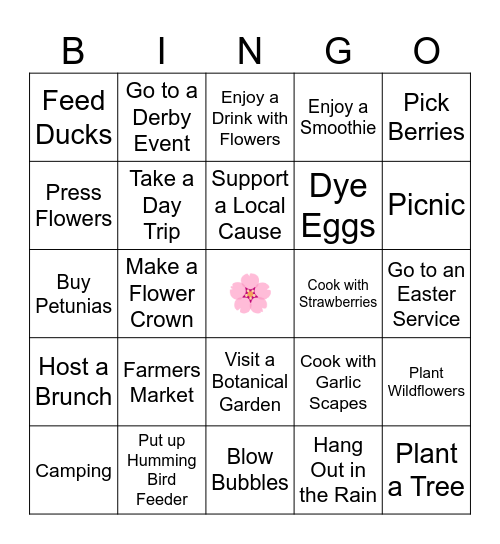 🌷🌸 Solo Spring Bucket List 🌸🌷 Bingo Card