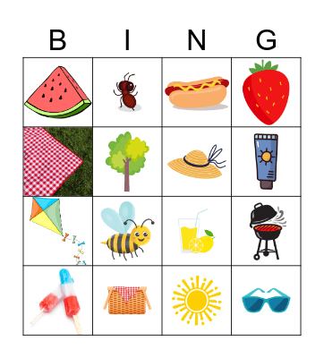 Picnic Bingo Card