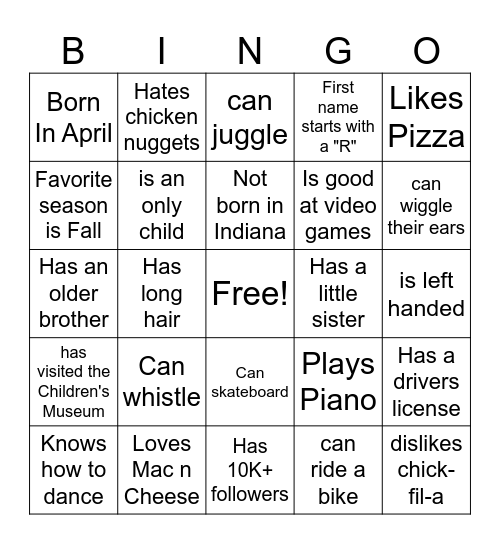 Summer Bingo Card